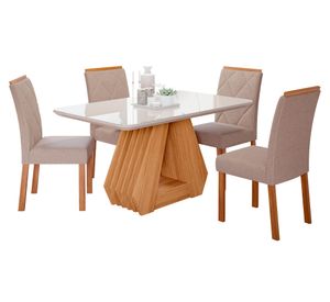 Comedor 4 sillas Agata Fernanda off white/beige