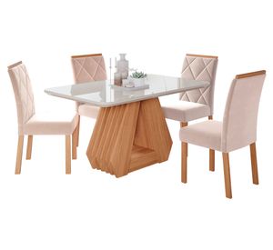 Comedor Ágata 1.3 + 4 sillas Fernanda nude