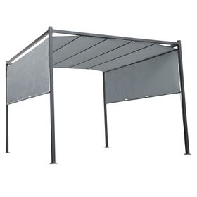 Pérgola metálica con cortinas gris 230x300x300 cm