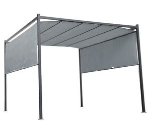 Pérgola metálica con cortinas gris 230x300x300 cm