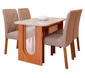 Comedor Valentina 1.3 + 4 sillas Fernanda beige