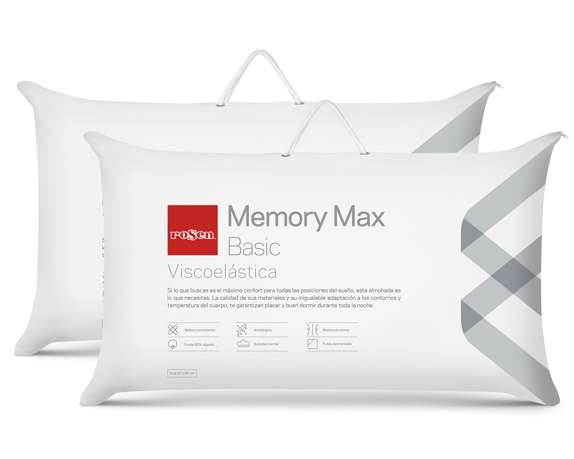 Rosen Almohada 42x80 cm Memory 2 unidades Rosen