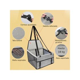 Silla auto mascota 40x20x25 cm gris