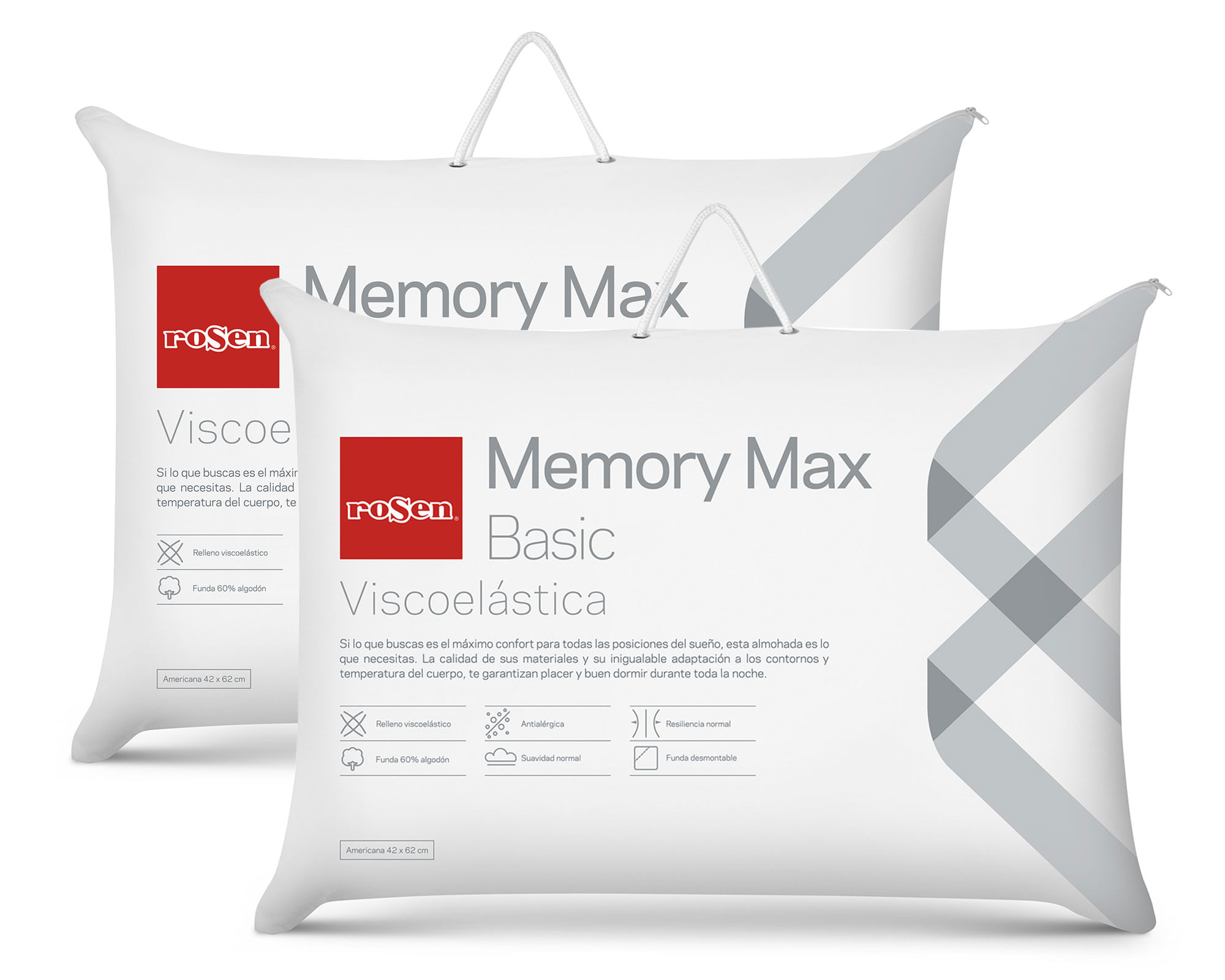 Rosen Almohada 42x62 cm Memory 2 unidades Rosen