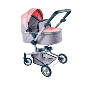 Coche cuna para muñeca 2 en 1 rosado