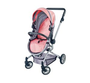 Coche cuna para muñeca 2 en 1 rosado