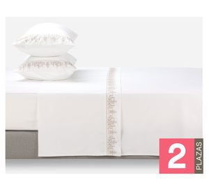 Juego sábanas 2 plazas Floral blanco Rosen