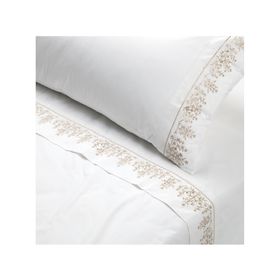 Juego sábanas 2 plazas Floral blanco Rosen