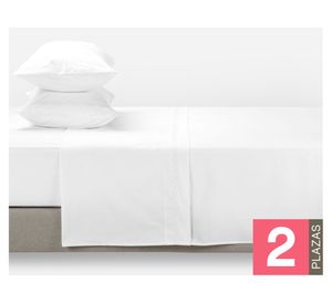 Juego sábanas 2 plazas botánica blanco Rosen