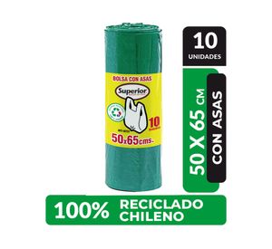 Bolsa camiseta verde 50x65 cm 10 unidades