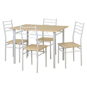 Comedor 4 sillas Barry natural/blanco 76x110x70 cm