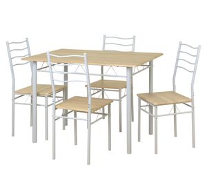 Comedor 4 sillas Barry natural/blanco 76x110x70 cm