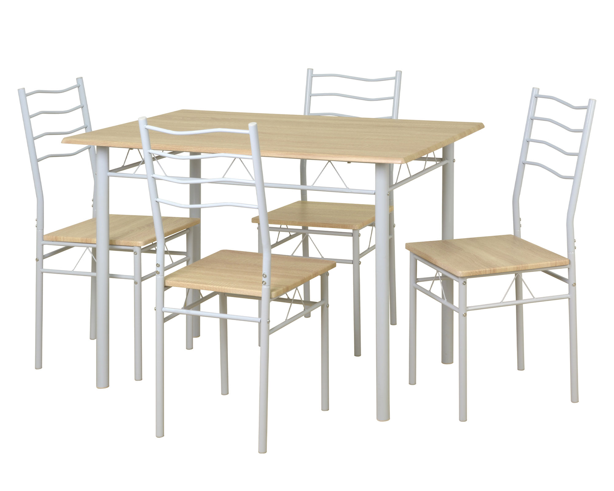 M+Design Comedor 4 sillas Barry natural/blanco 76x110x70 cm