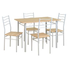 Comedor 4 sillas Barry natural/blanco 76x110x70 cm