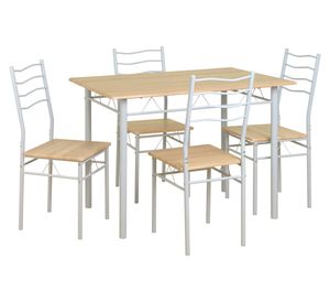 Comedor 4 sillas Barry natural/blanco 76x110x70 cm