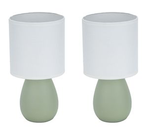 Lámpara sobremesa E27 Elian verde oliva 2 unidades