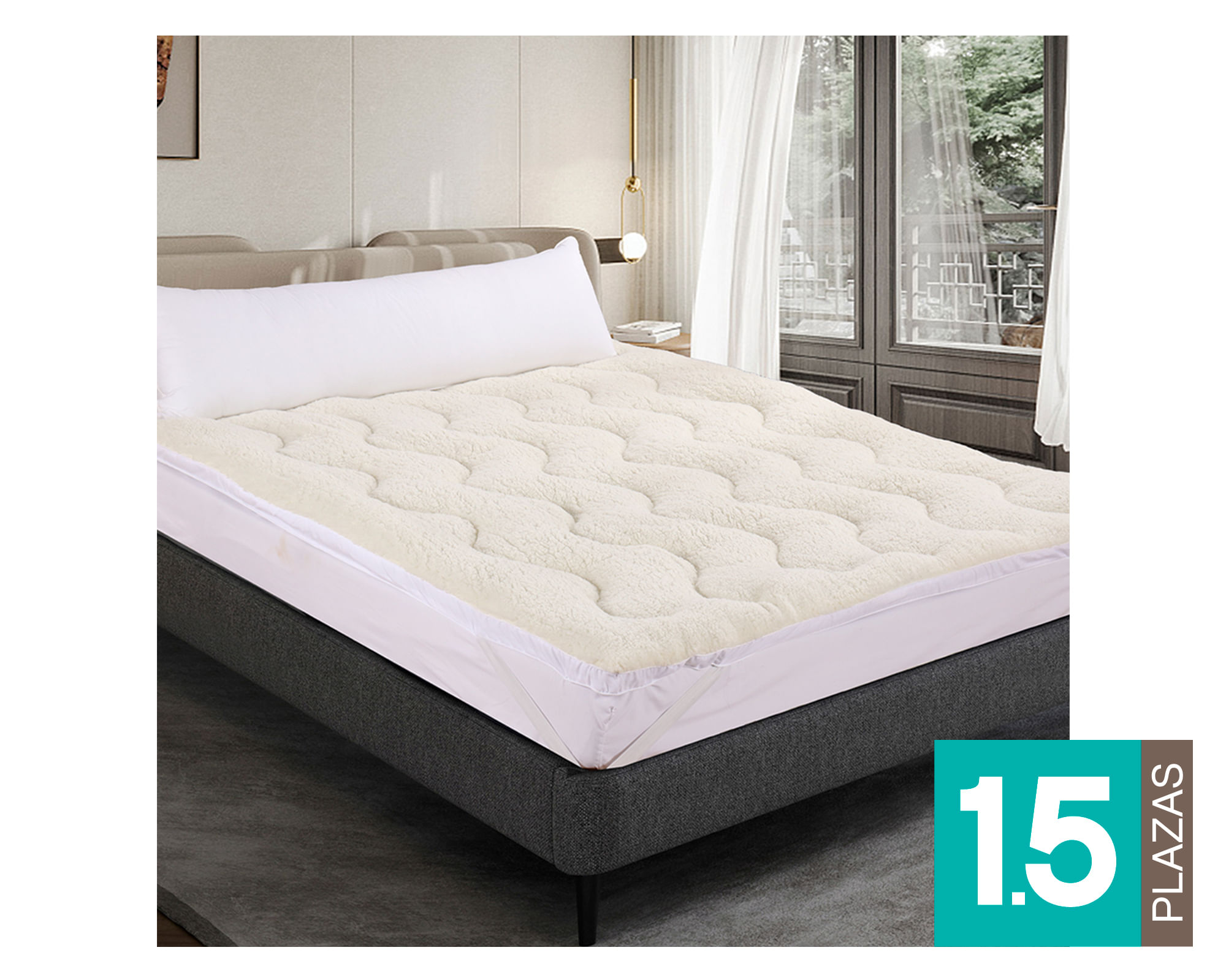 Illusions Topper colchón Sherpa beige 1.5 plazas
