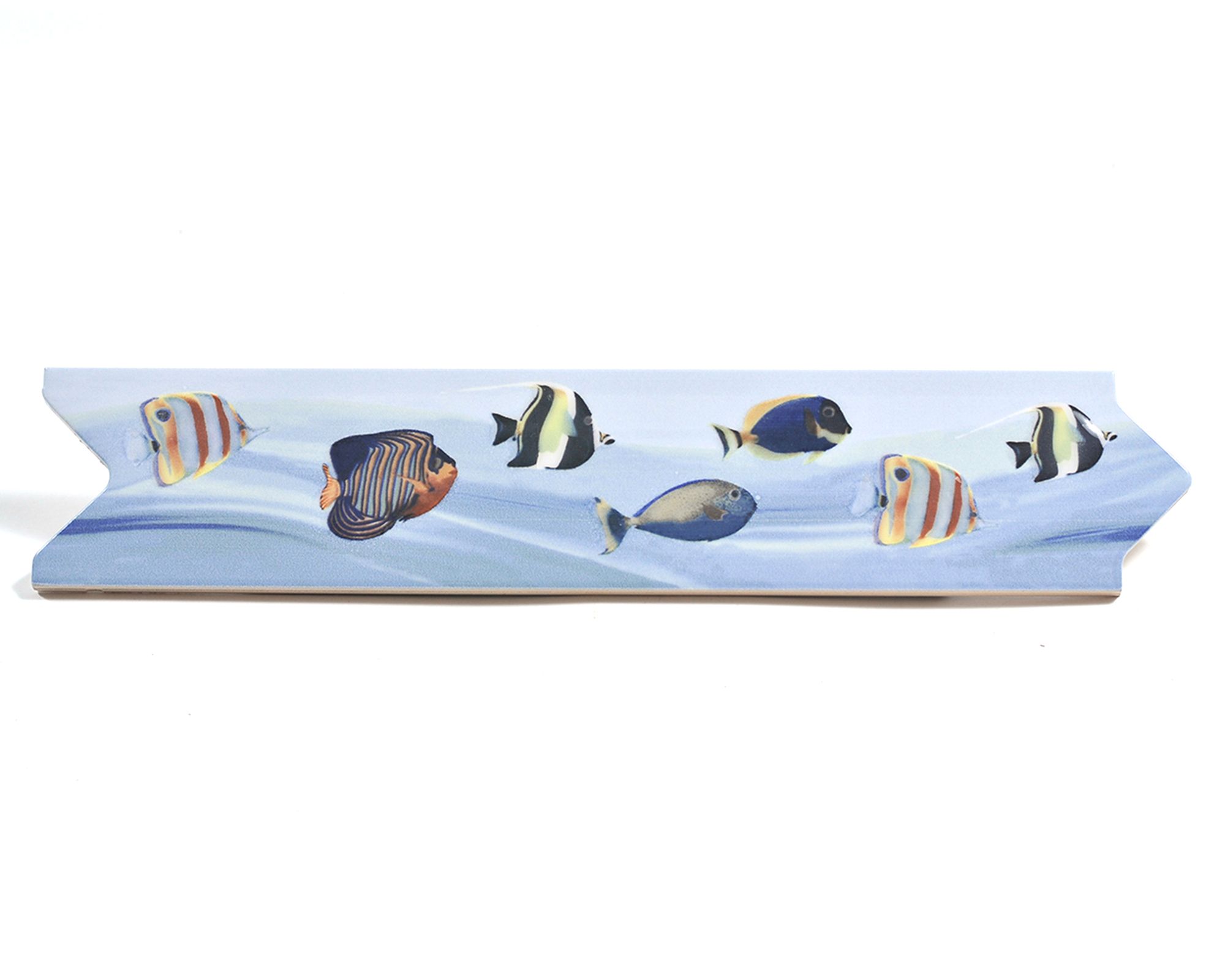 Cerámica para muro Peces tropical azul 8.5x33 cm 1 ml