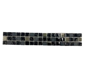 Pack listel Mosaico negro/plata 5x30 cm 3 un.