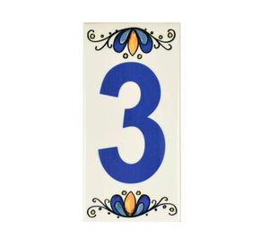 Cerámica número 3 azul 15x7.5 cm