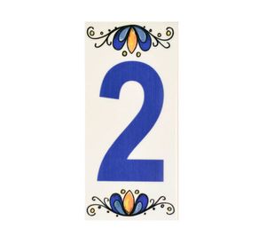 Cerámica número 2 azul 15x7.5 cm