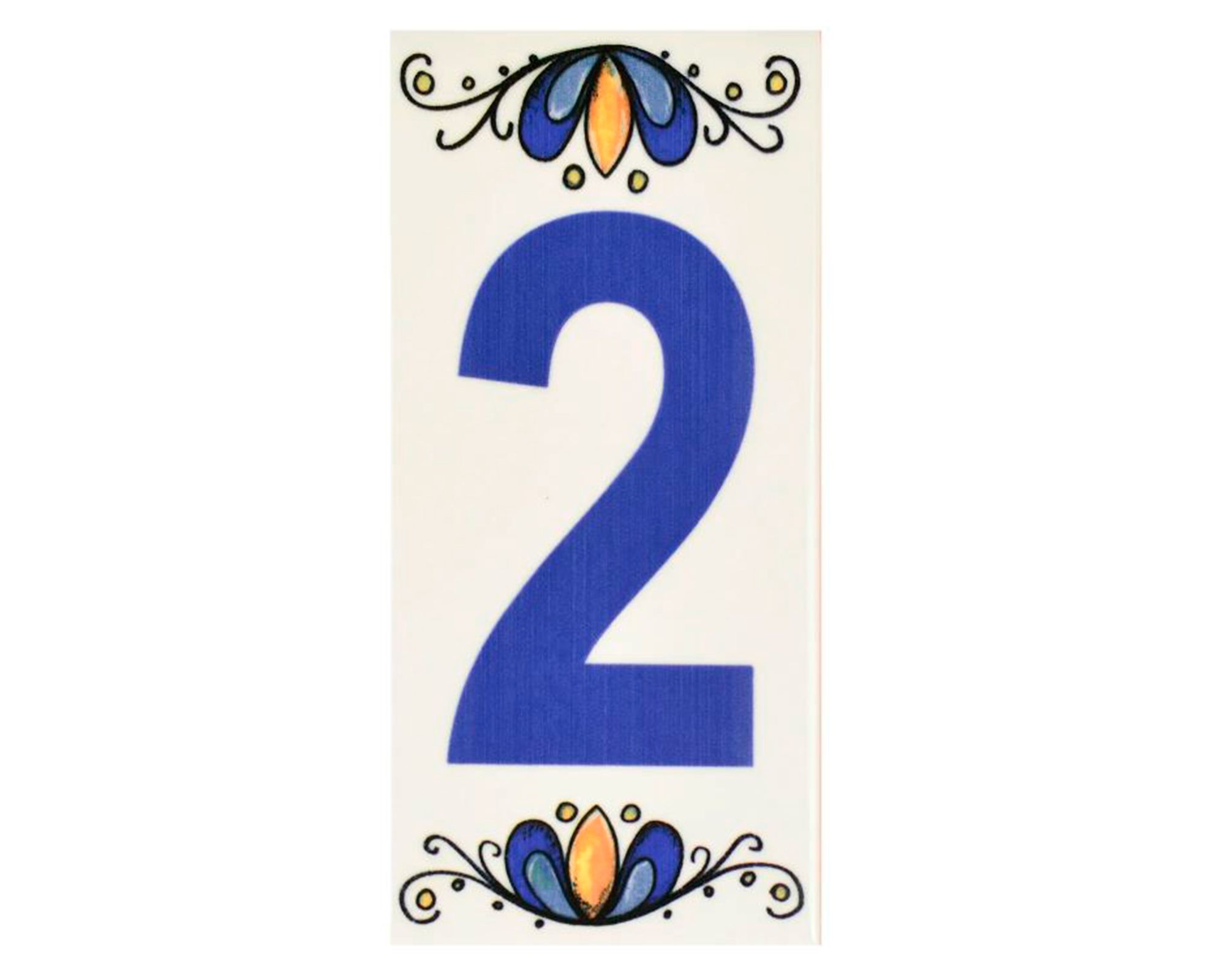 Cerámica número 2 azul 15x7.5 cm