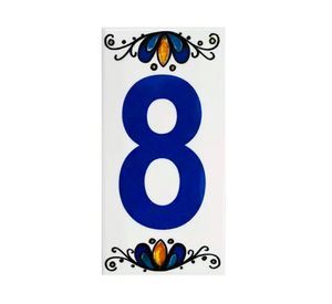 Cerámica número 8 azul 15x7.5 cm