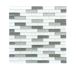 Malla mosaico Escarcha blanco/plata 30x30 cm