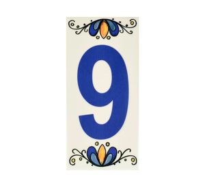 Cerámica número 9 azul 15x7.5 cm