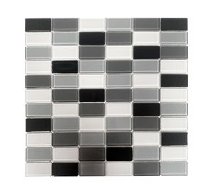 Malla mosaico Rectangular blanco/negro 30x30 cm