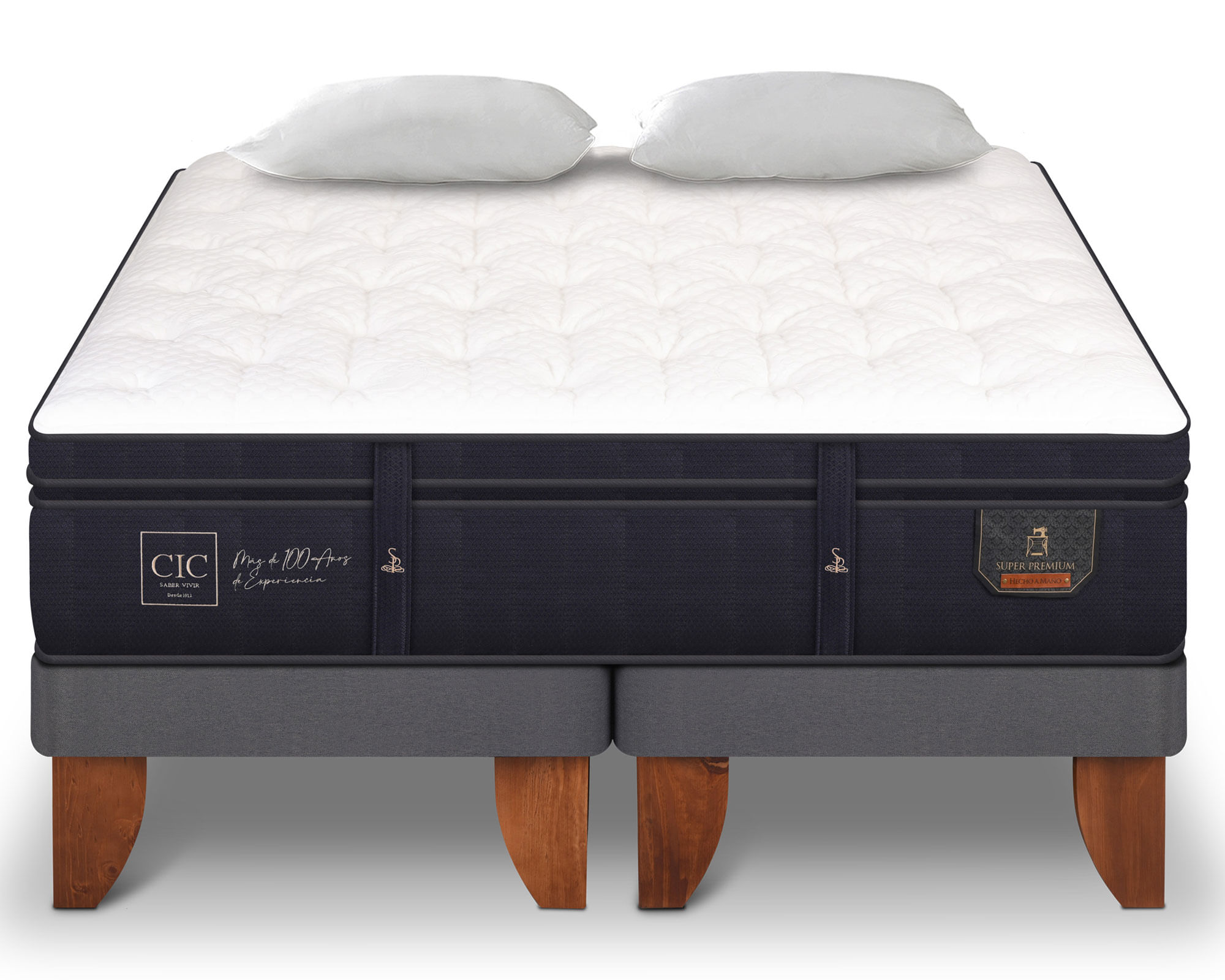 CIC Cama europea king Súper premium + almohadas Cic