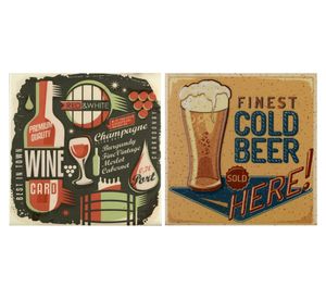 Set mosaicos 20x20 cm 2 unidades Wine Beer diseños