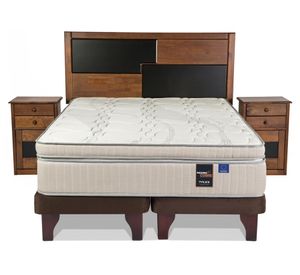 Cama Europea King 180x200 cm base dividida Máximo Cobre + Set muebles Colonia beige