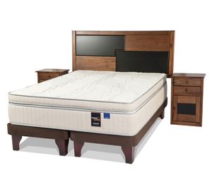 Cama Europea King 180x200 cm base dividida Máximo Cobre + Set muebles Colonia beige