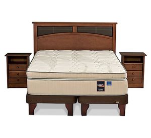 Cama Europea King base dividida Máximo Cobre + Set muebles Castell beige