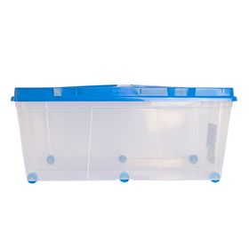 Caja organizadora 100 litros Rollbox transparente/celeste Wenco