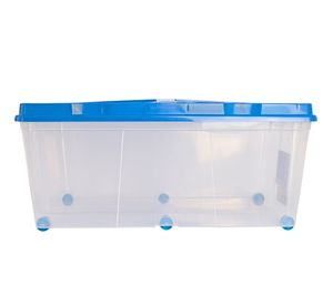 Caja organizadora 100 litros Rollbox transparente/celeste Wenco