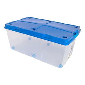 Caja organizadora 100 litros Rollbox transparente/celeste Wenco