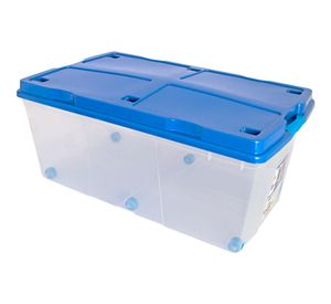 Caja organizadora 100 litros Rollbox transparente/celeste Wenco