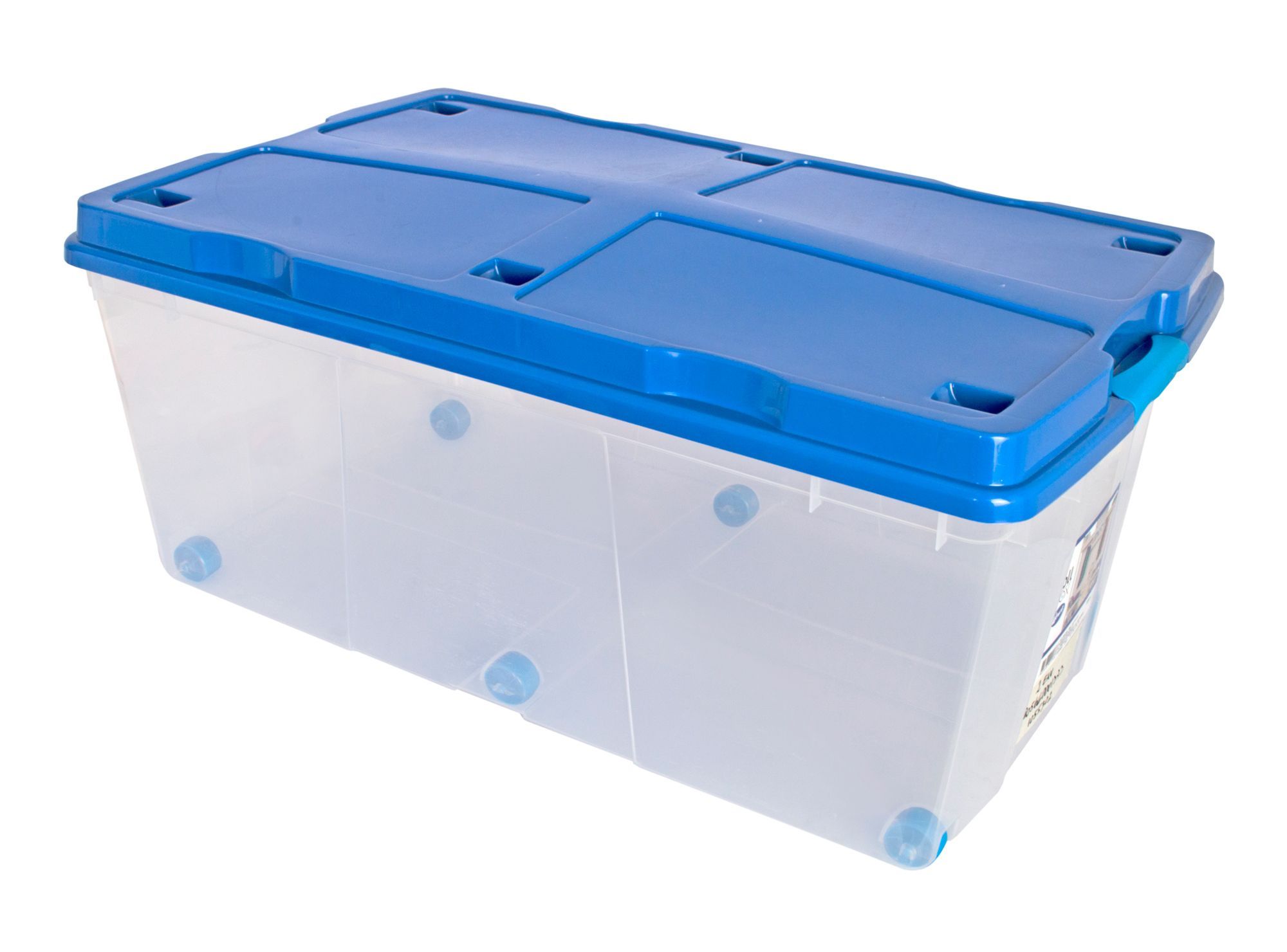 Caja organizadora 100 litros Rollbox transparente/celeste Wenco