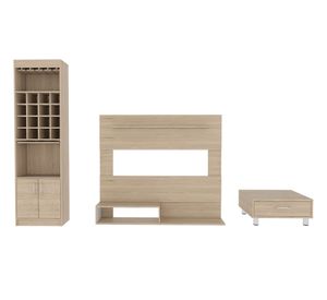 Panel TV 55'' + Bar kava + mesa centro Beijing rovere/blanco TuHome