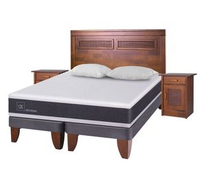 Cama europea king Ortopedic + set Milán + almohadas Cic