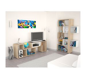 Rack extensible TV 40'' + biblioteca cubo Beijing rovere TuHome