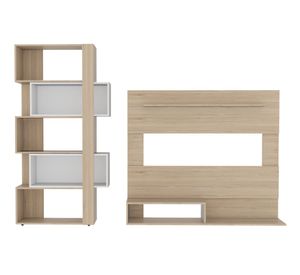 Panel TV 55'' + biblioteca cubo Beijing rovere/blanco TuHome