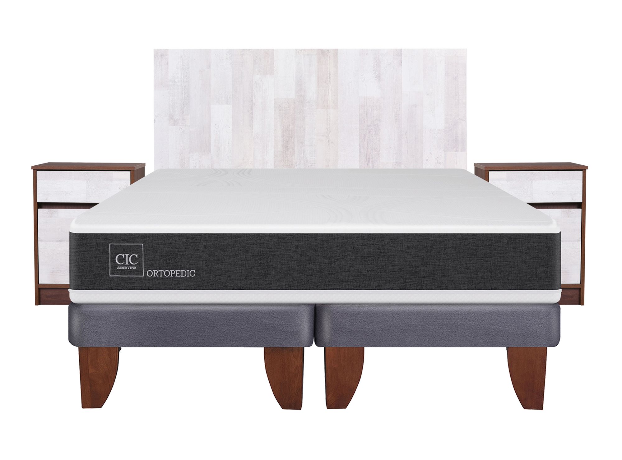Cama europea king Ortopedic + set Legno Cic