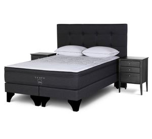 Cama europea 2 plazas Tempo base dividida patas + set Issey grafito + almohadas Rosen