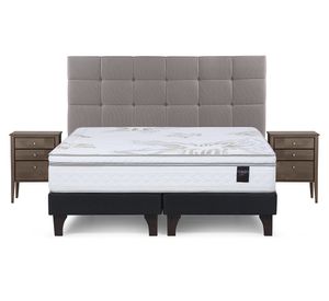 Cama europea king 2 plazas Art 4 base dividida patas + set Issey Rosen
