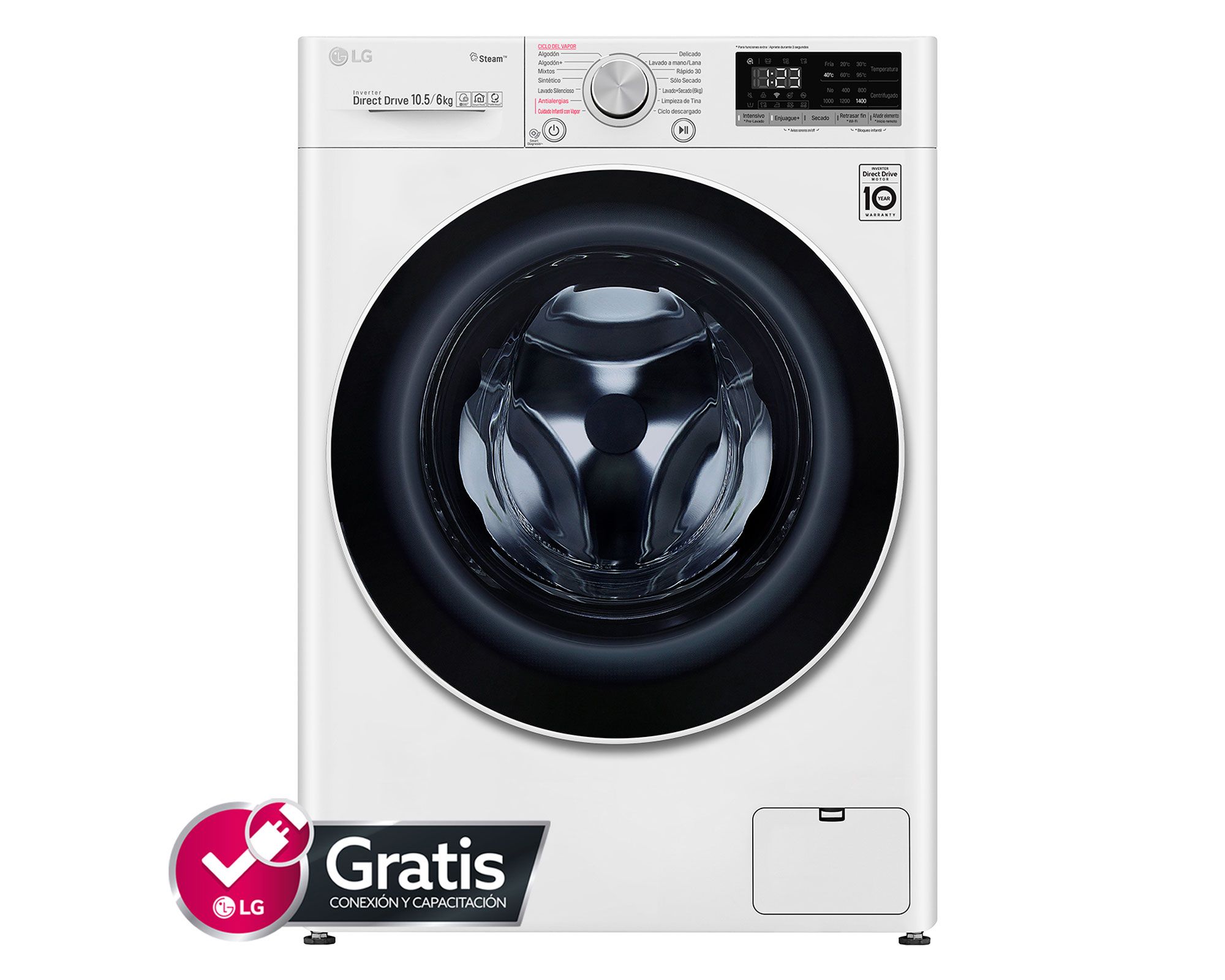 Lavadora secadora 10,5/6 kg WD10WVC4S6 blanco LG