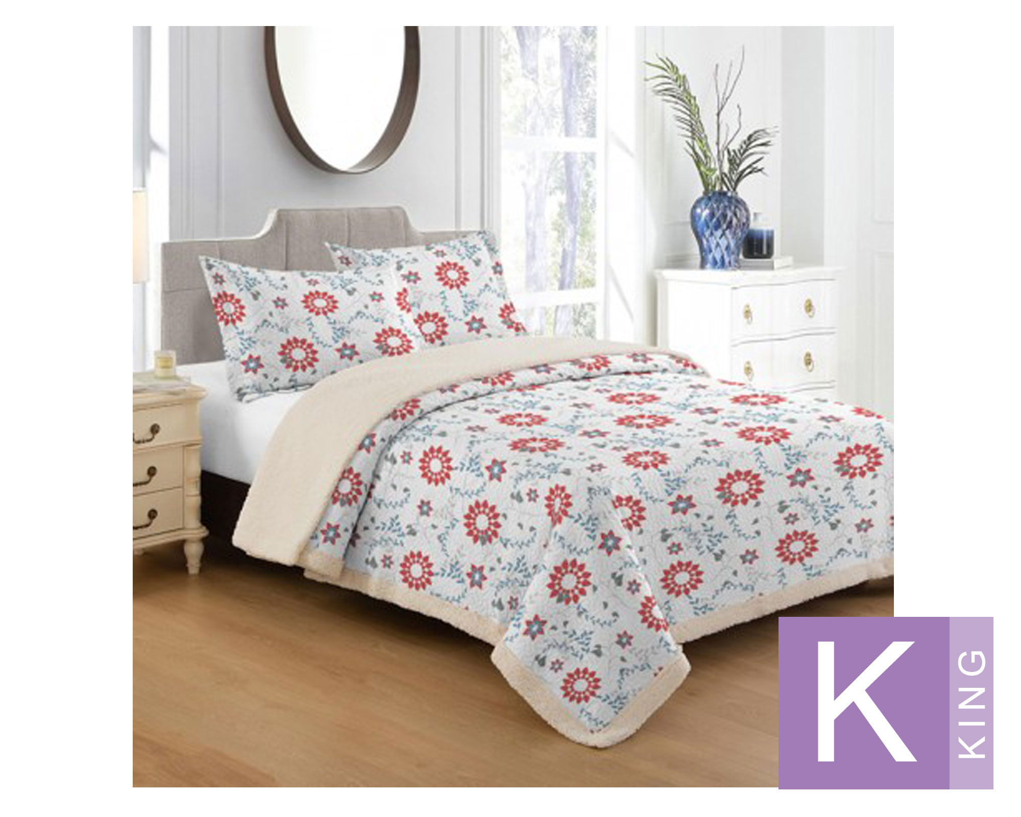Illusions Quilt king Sherpa blanco Illusions