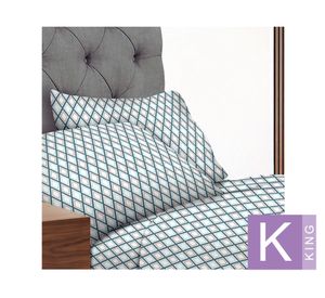 Juego sábanas king Layla celeste/blanco Illusions